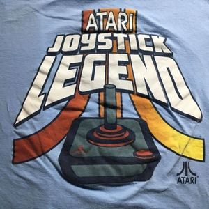Atari T Shirt Joystick Legend Gaming Blue Size L